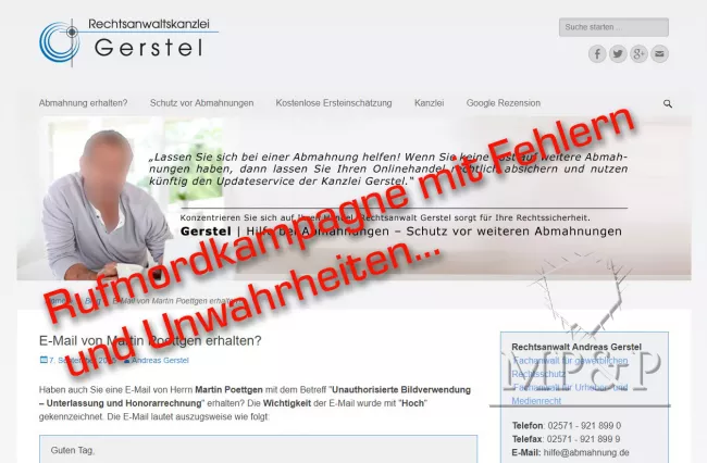 GEGENDARSTELLUNG: Peinliche Rufmordkampagne von Rechtsanwalt Andreas Gerstel aus Greven